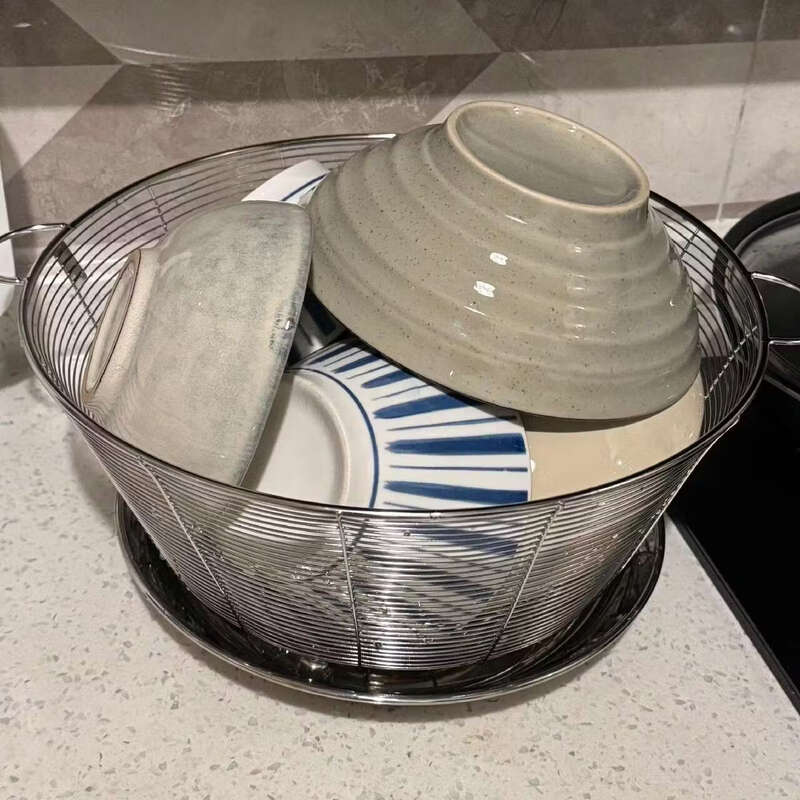 Yusenyi 3 stainless steel kitchen countertop water cup drain basket sink thickened vegetable basket fruit basket main picture 30x13