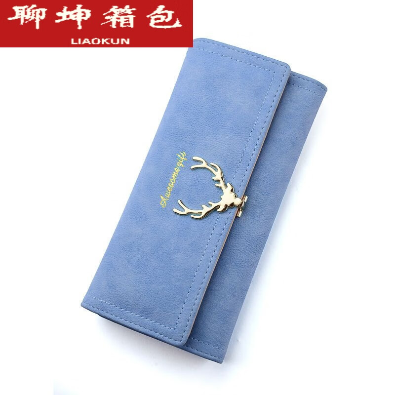 Ye Yu Wallet Women's Long Tri-fold Deer Head Wallet New Fashion Style Frosted Multi-Card Slot Student Wallet Brown