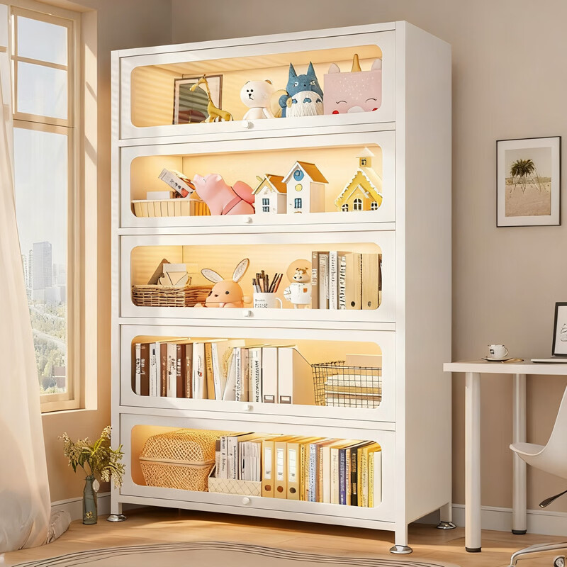 Tangji steel bookcase storage cabinet bookshelf vertical floor-standing integrated wall storage rack living room pain cabinet display cabinet