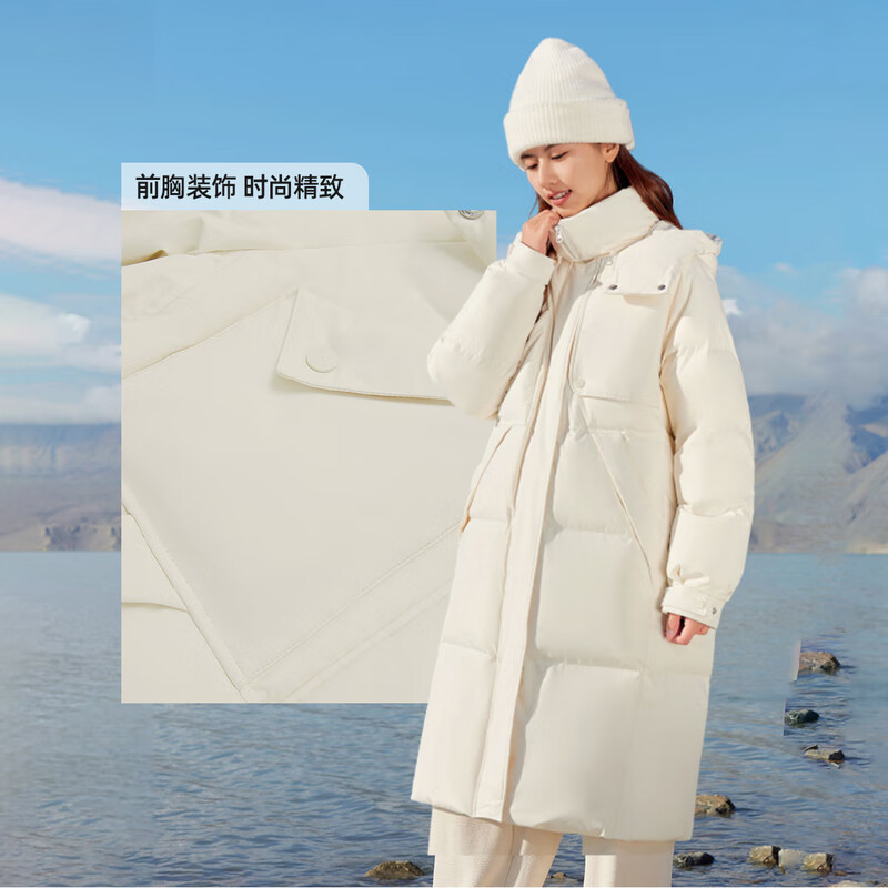 Flying in the snow, large quilt down jacket, new long classic silhouette windbreaker type, hooded down jacket, thickened silhouette, Ji Qianbai|8353 S/160/84A