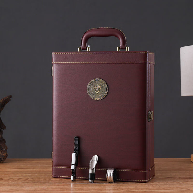 Fantasy red wine packaging gift box single and double leather boxes 2 red wine boxes wine red wine gift box antique widened double style