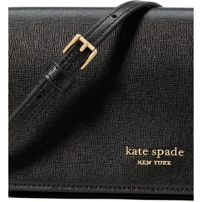 KATE SPADE women's wallet, scratch-resistant and wear-resistant, daily carry, lightweight, multi-functional storage, black Saffiano leather, Black ONE SIZE