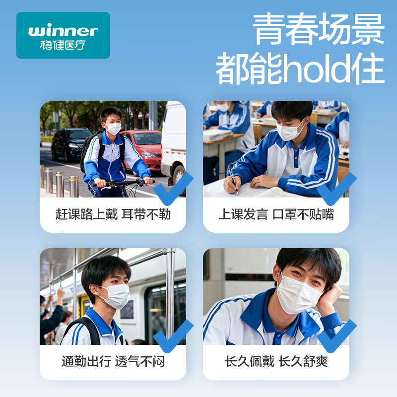 Sterile cotton inner layer medical surgical masks, sterilization grade, individually packed, 50 pieces per bag, to prevent pollen allergic rhinitis