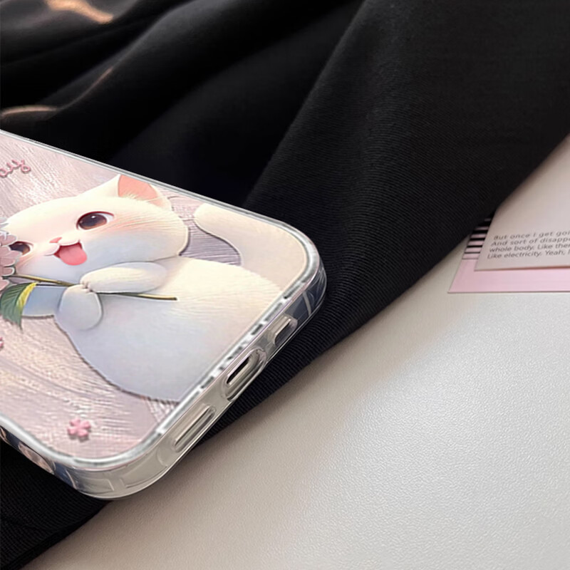 Shihan comes with lens film, suitable for Apple 17 mobile phone case, iphone17 protective cover, all-inclusive lens, anti-fall internet celebrity, advanced creative men's and women's feather yarn shell, hydrangea cat with bracelet