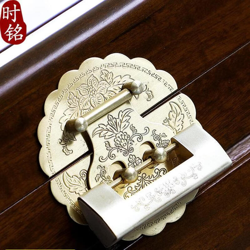 Fantasy wood wedding box with lock box Ming and Qing classical style box with calligraphy and painting walnut color 80 42 37cm high five-sided solid material