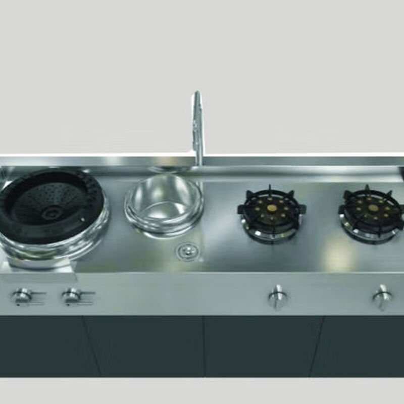 Ranhuai family banquet fierce fire gas stove stainless steel integrated cabinet customization with cabinet 1800650800 one large and two small with basin