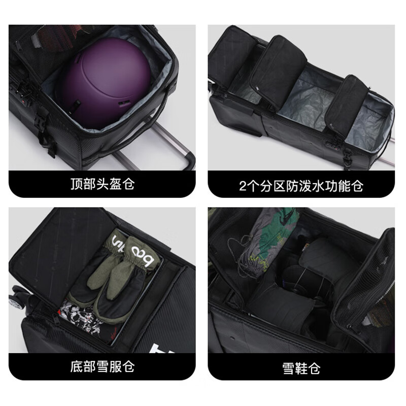 HEAD suitcase, snowboard bag, wheeled ski box, single and double board ski bag, ski equipment storage box, large capacity, can be checked in