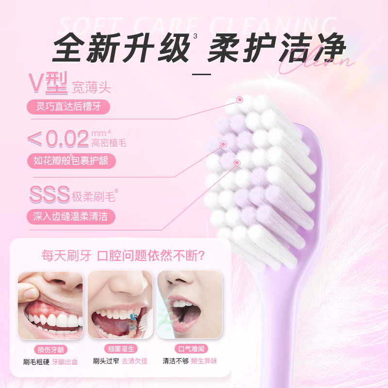 Shuke wide-head Yingqiao toothbrush 4-pack V-shaped wide and thin brush head super soft hair gum protection small brush head adult toothbrush new and old random