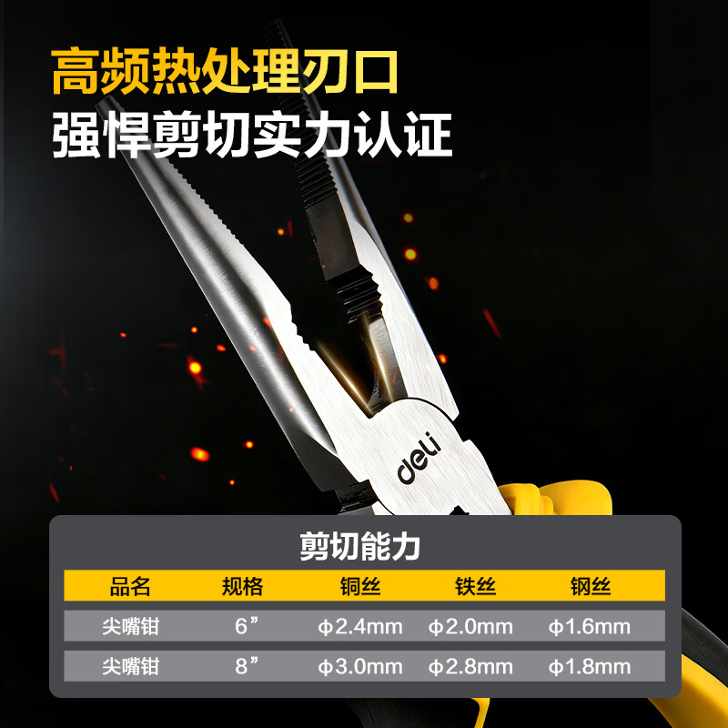 Deli home handmade DIY labor-saving springback German style pliers eccentric needle nose pliers 6 inches