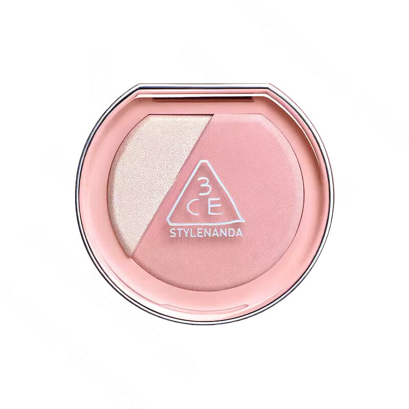 3ce Glowing Blush Highlight Disc Matte Highlight 2-in-1 Puffy Color Atmosphere Color Skin-fitting, Delicate, Long-lasting and Versatile #SLICK Cherry Blossoms in the Rain Main Recommended Color