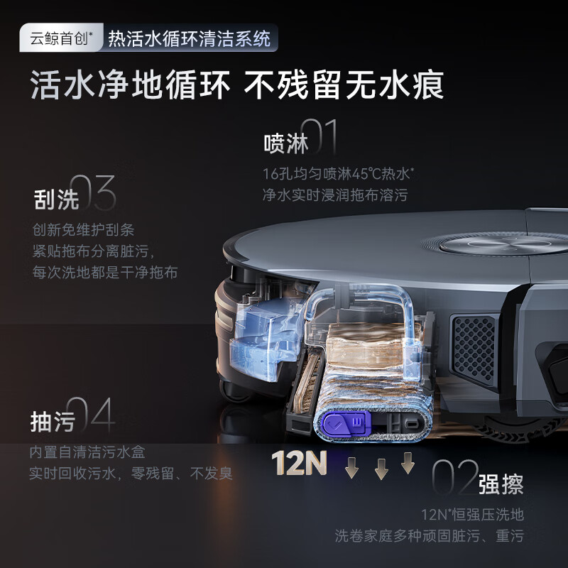 Cloud Whale Industry Best Selling Sweeping Robot Xiaoyao 002Max AI Living Water Crawler Sweeper Sweeping and Mopping Integrated Automatic Cleaning Home Intelligent Suction and Mopping Machine Water Tank Version