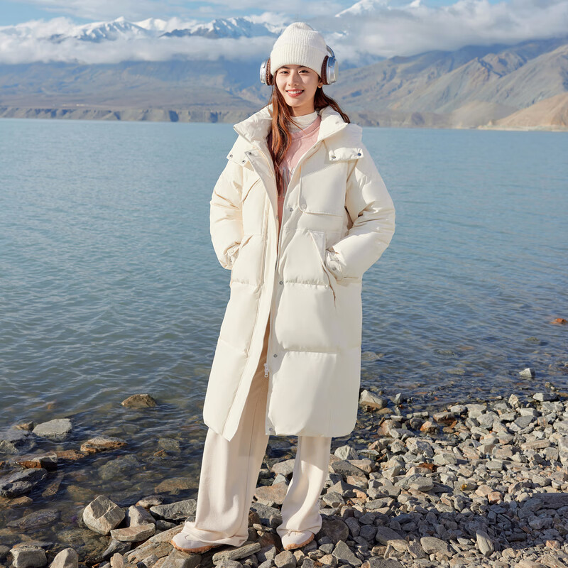 Flying in the snow, large quilt down jacket, new long classic silhouette windbreaker type, hooded down jacket, thickened silhouette, Ji Qianbai|8353 S/160/84A