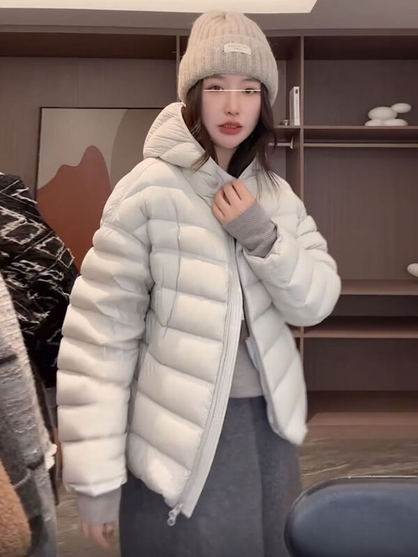 LISM shopping mall same style high-end down jacket white puff turtle back ribs women's short style small and loose coffee color S 80-120