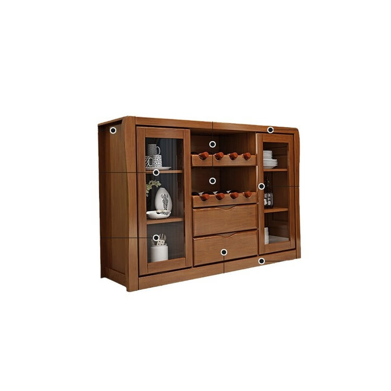 He Jiagong solid wood sideboard multi-functional wall wine cabinet modern living room dining room office tea cabinet storage rack storage cabinet walnut color 1.3 meters (self-installation)