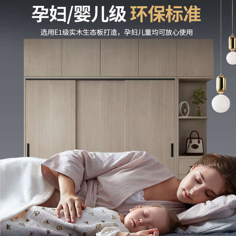 Yusenyi Wardrobe Home Bedroom Sliding Door Economic Room Storage Large Wardrobe Morandica 180x60x200 Main Cabinet/Pure Solid Wood Assembly