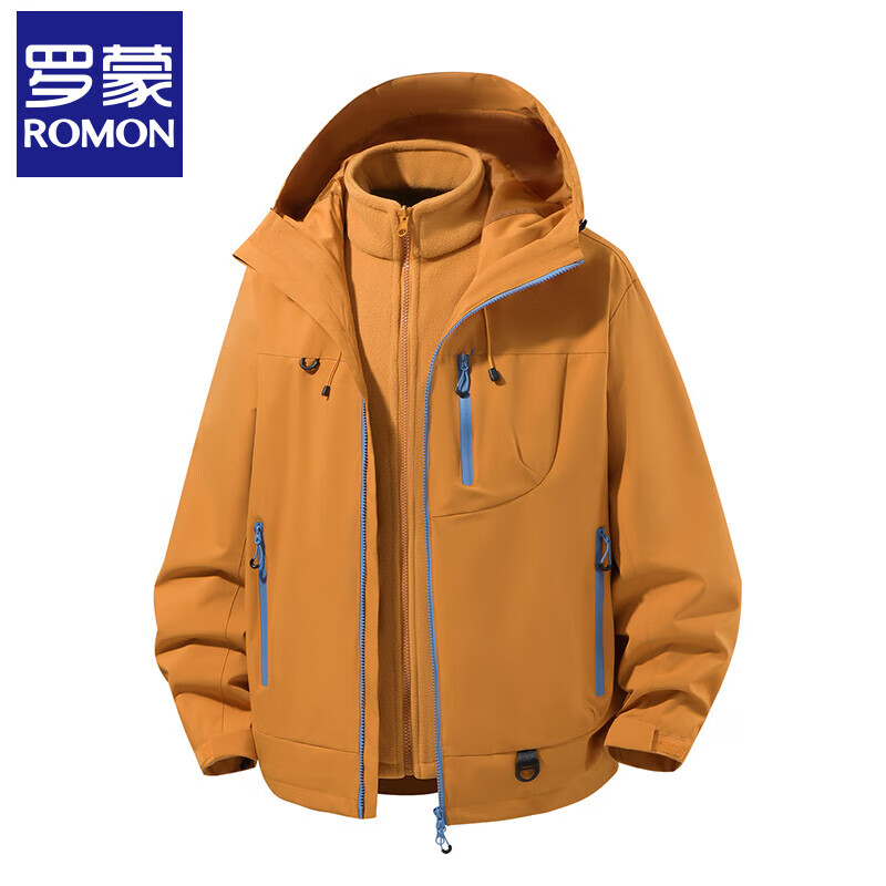 Romon 2025 Winter Casual Versatile Men's and Women's Windproof and Waterproof Three-in-One Removable Liner Jacket