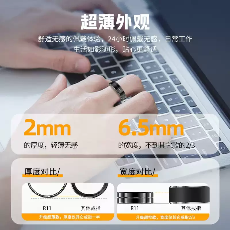 Shantou Lincun Health Monitoring Blood Pressure Heart Rate Blood Oxygen NFC Smart Ring Black Technology Smart Ring Sleep Exercise Pedometer Multifunctional Couple Family and Friends Care Bluetooth Smart Ring Size Measurement Method Must Read and Be Known Before Purchasing 8# Diameter 18.1mm Circumference 56.9mm