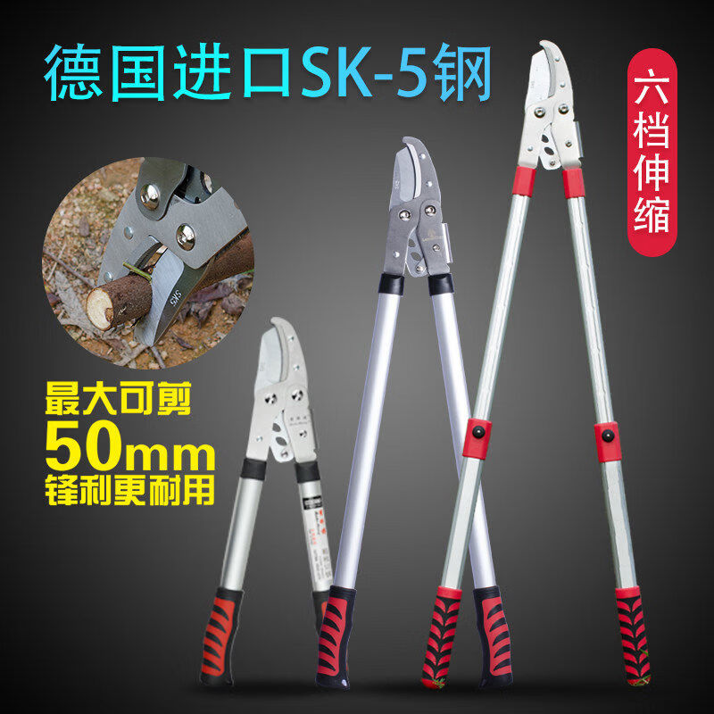 Master Dingji household telescopic shears pruning shears greening gardening scissors high branch shears fruit branch shears thick branch shears garden tools large shears Master Huang short handle thick branch shears