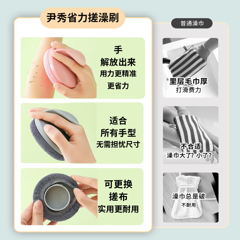 Yin Xiu's magic bathing tool, strong mud rubbing and bathing towel, women's special bathing brush, men's bathing towel, household use, mud rubbing, effortless mud removal, gray coarse sand (replacement cloth included) 88% people chose