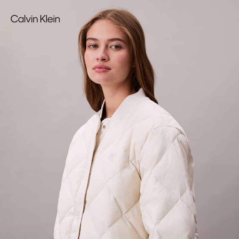 Calvin KleinJeans25 new autumn and winter women's casual commuting ck baseball collar light and warm 90 goose down rhombus quilted down jacket