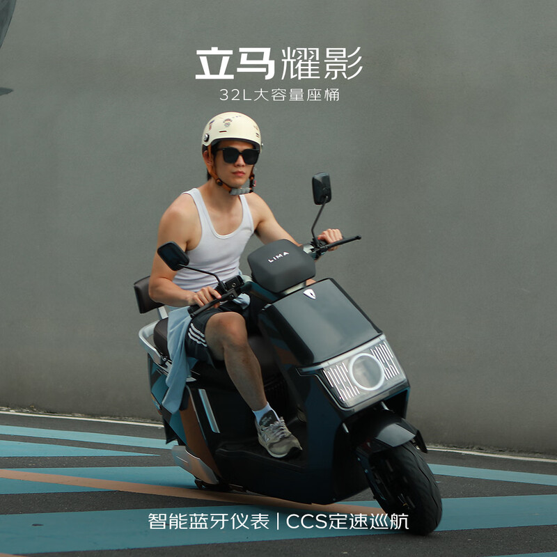 Lima Electric Motorcycle Yaoying Speed 55km/h - Battery Life 106KM Chaowei 72V32Ah Long Battery Smart APP Takeaway Commuting Electric Vehicle Polar Gray