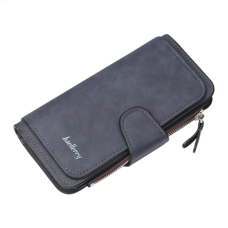 Baellerry domestic products carefully select new women's wallet-like matte fabrics with 30% off change, multiple card slots, long style, light blue