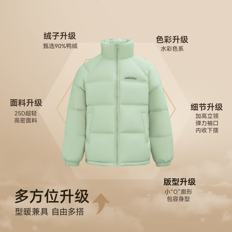 Flying in the Snow Cheng Yi's Same Style 2025 Winter New Noble Stand Collar Down Jacket Women's Winter Puff Colli Bread Jacket Ice Fruit Green|4316 M/160/84A
