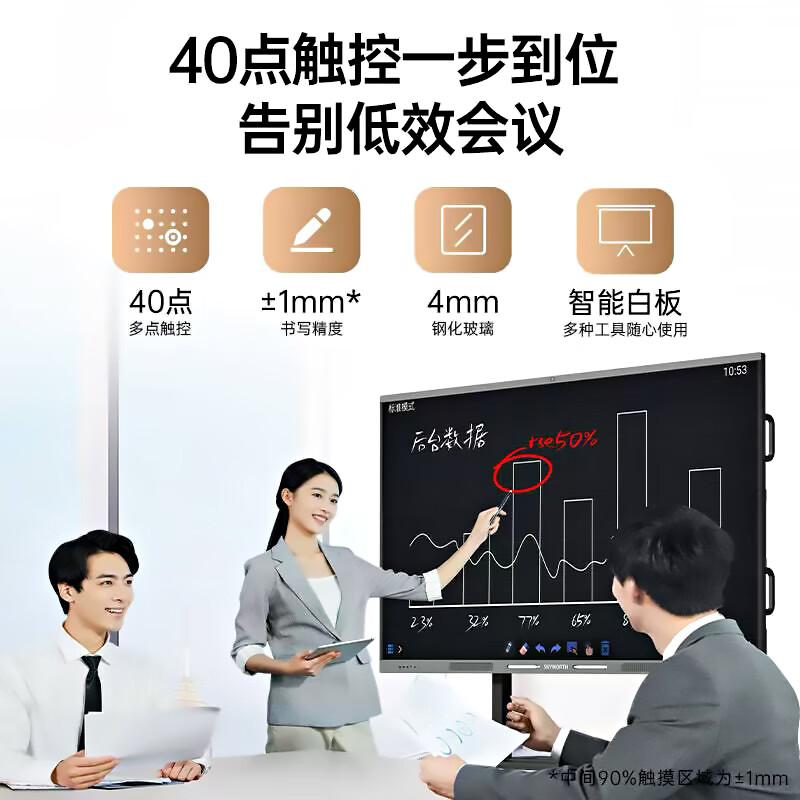 Seewo electronic whiteboard SEEWOAI conference all-in-one tablet touch screen multimedia teaching touch screen training mobile TV touch 4K education projection screen office remote smart screen 75 inches mobile cart + stylus dual system + camera microphone top configuration