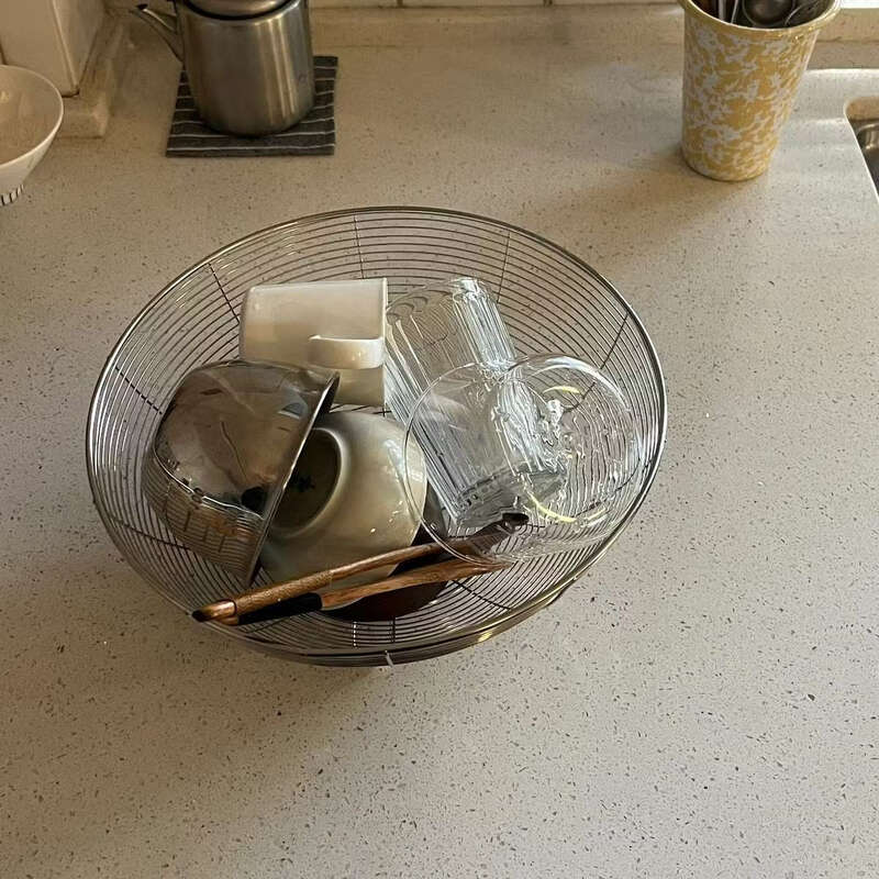 Yusenyi 3 stainless steel kitchen countertop water cup drain basket sink thickened vegetable basket fruit basket main picture 30x13