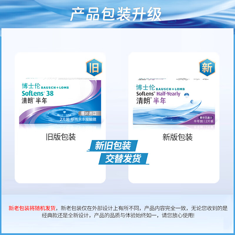 Bausch & Lomb Qinglang Imported Semi-Annual Disposable Clear Contact Lenses 2 Pack Hydrating and Comfortable 500 Degrees - Qinglang Half-Year Type