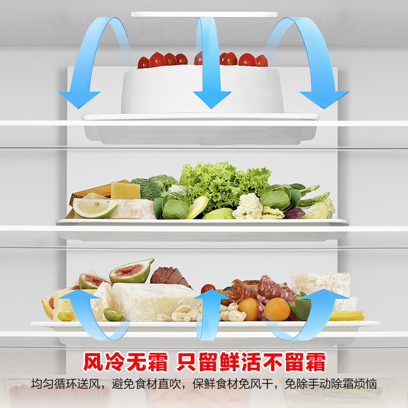 Rongsheng 520-liter large-capacity cross double-fold four-door refrigerator household ultra-thin first-level energy-saving air-cooled frost-free frequency conversion BCD-520WD12FP gray home appliances national subsidy