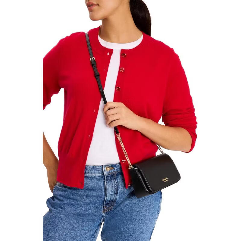 KATE SPADE women's wallet, scratch-resistant and wear-resistant, daily carry, lightweight, multi-functional storage, black Saffiano leather, Black ONE SIZE