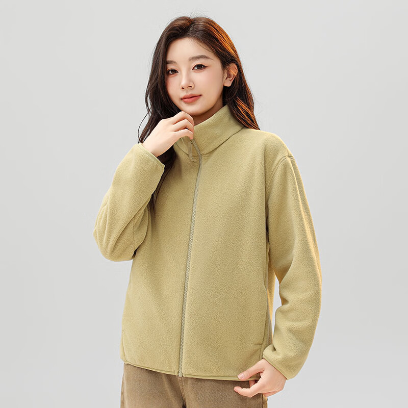 Snow Flying Jacket Men's 2025 Unisex Solid Color Casual Versatile Polar Fleece Top Camel XL175