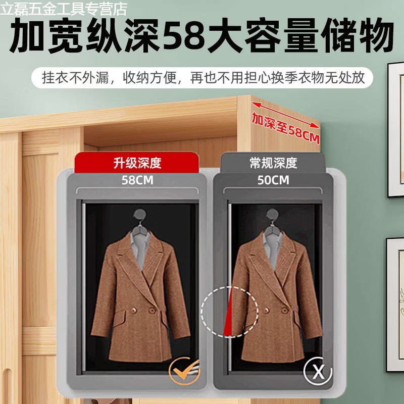 Yusenyi Wardrobe Home Bedroom Sliding Door Wardrobe Sliding Door Cabinet 2 Meter Log Corner Cabinet Assembly