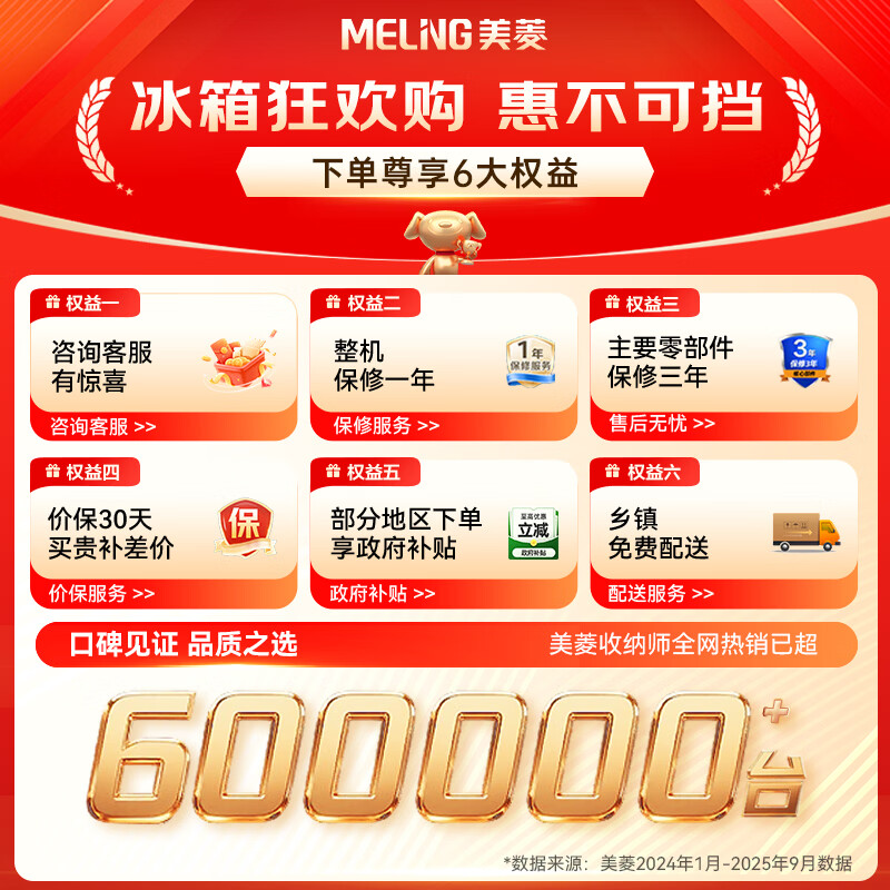 MeiLing Storage Division 535 liter side-by-side refrigerator household first-class energy efficiency 0.1 variable frequency ultra-thin air-cooled frost-free antibacterial and odor-free large capacity BCD-535WKPCX national subsidy