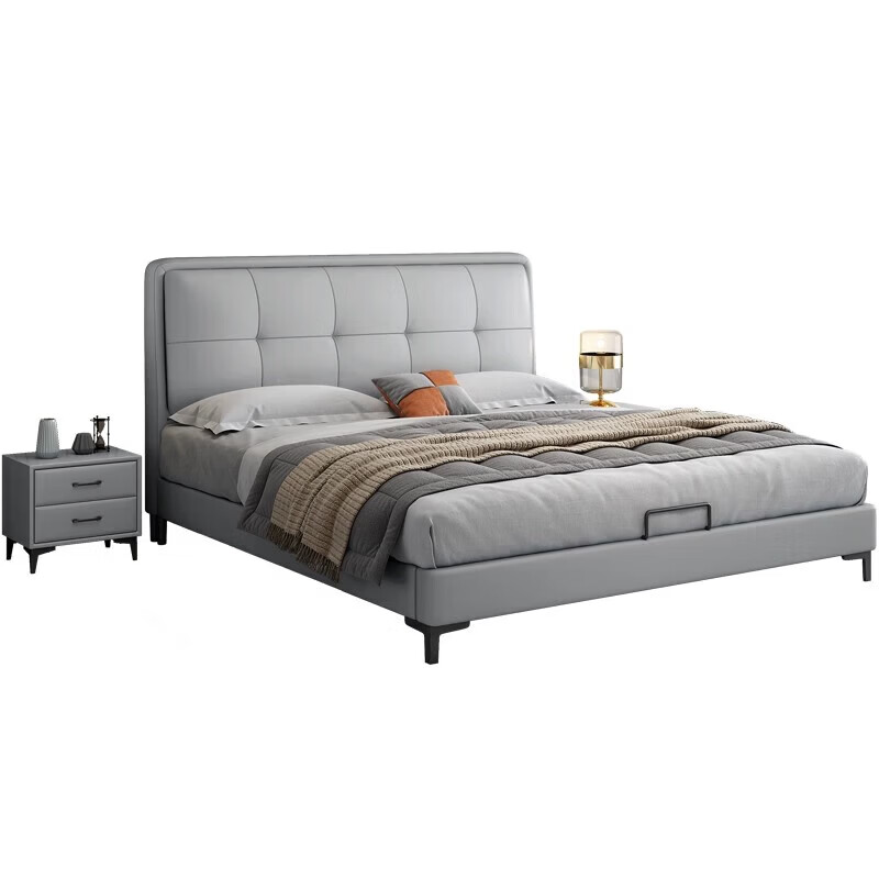 Sanskrit Guangdong Foshan genuine leather children's bed 1.2m bed single bedroom small apartment 1.35m soft package 1.5m storage bed