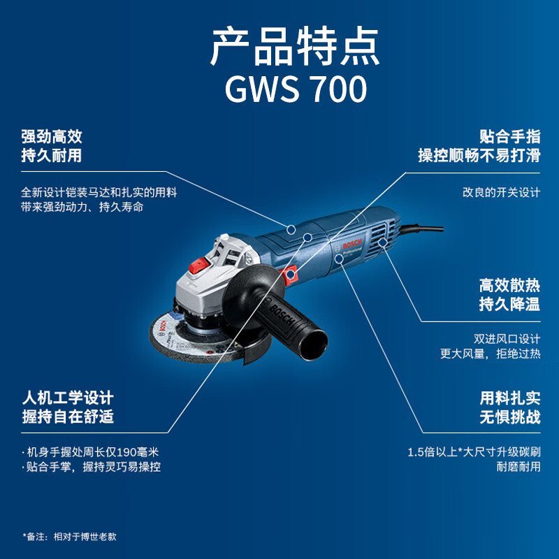 Bosch (BOSCH) angle grinder polishing and cutting machine cutting and polishing weld scar polishing powerful high efficiency low noise 710 watt GWS700