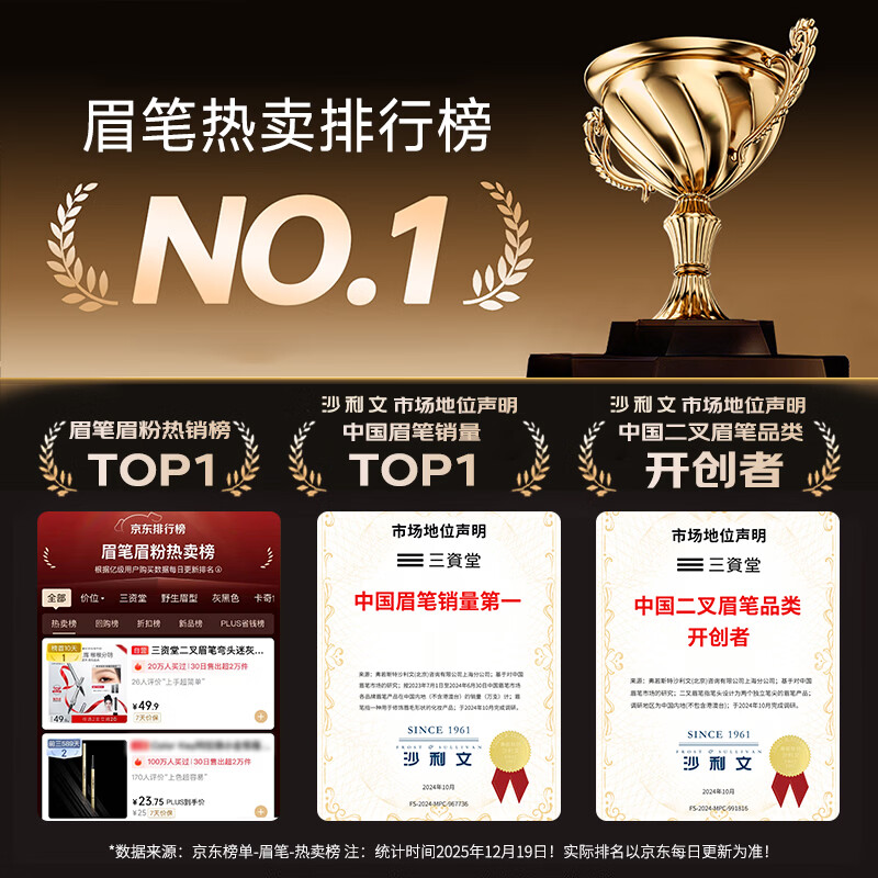 Sanzido Two-pronged Eyebrow Pencil Elbow Honey Brown Waterproof, Sweat-proof and Non-Fading Wild Eyebrow Beginner Easy to Use Light Hair Color