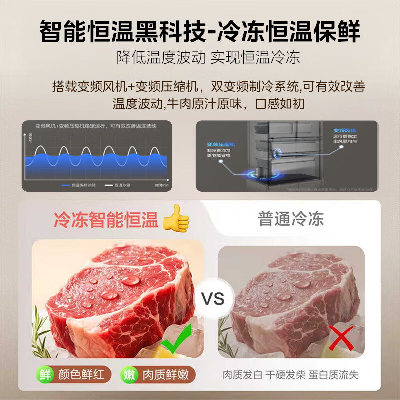 Midea 508-liter French-style multi-door household refrigerator with sterilization and odor-purifying dual systems large-capacity refrigerator household appliances true fragrance series BCD-508WTPZM(E) Subsidy Instant Discount 508-liter dual-system odor-purifying refrigerator