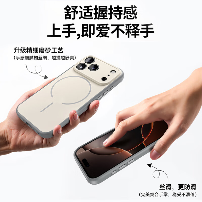 Heat Ultra-thin丨Magsafe Magnetic Suction Suitable for Apple 17promax mobile phone case iPhone17ProMax protective case Frosted skin-friendly all-inclusive anti-fall shell-Orange