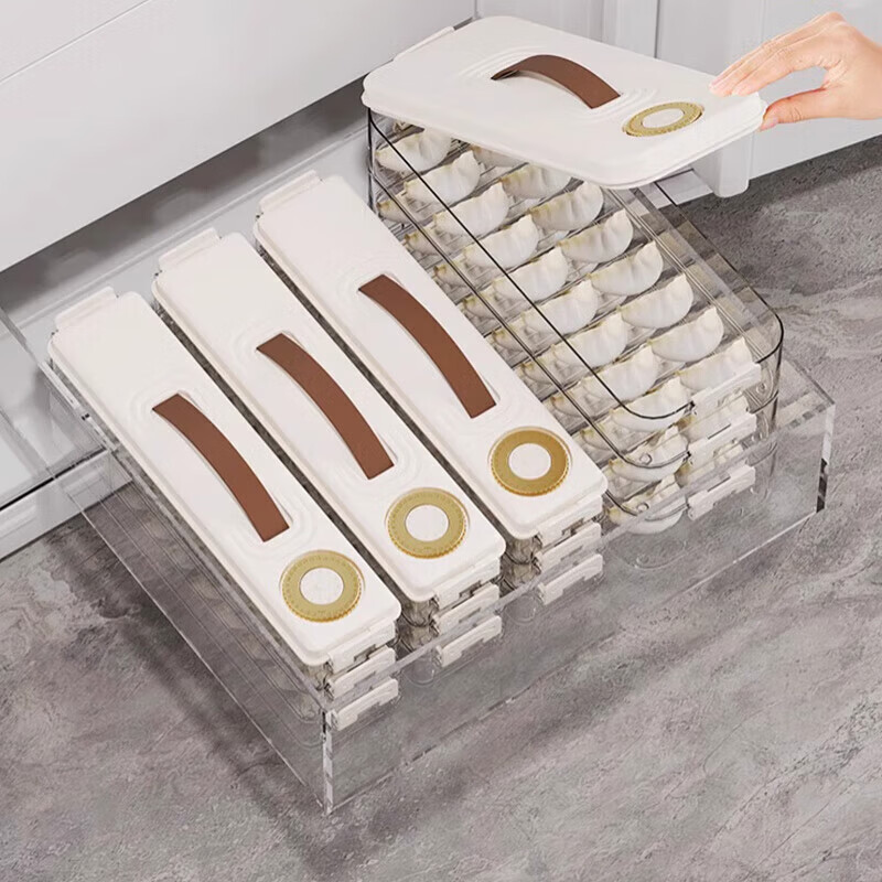 Sungsa refrigerator storage box dumpling box household food-grade kitchen side door dumplings and wonton box fresh-keeping quick-frozen special large size food-grade material cream white 2 layers
