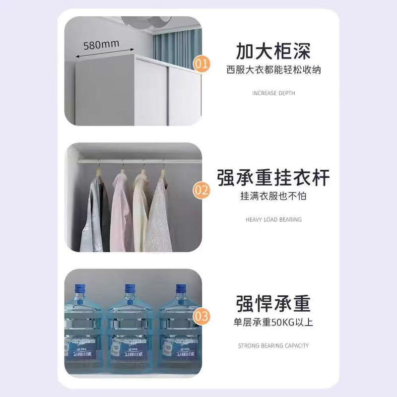 Yusenyi Wardrobe Home Iron Balcony Bedroom Locker Storage Sliding Door Metal Wardrobe with Lock Sliding Door 1170 Width Pure White ++ Need Printing Contact Customer Service Remarks Complete Assembly