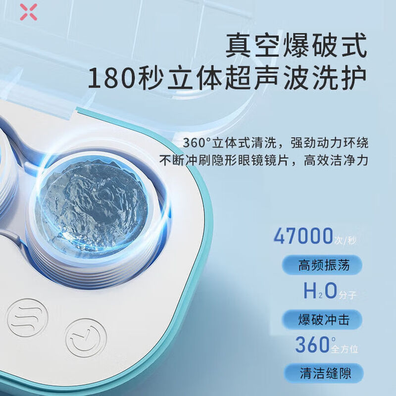 Universal MUGLE contact lens cleaner, electric contact lens box automatic cleaning machine, ultrasonic rinse instrument, sterilization, mint soda