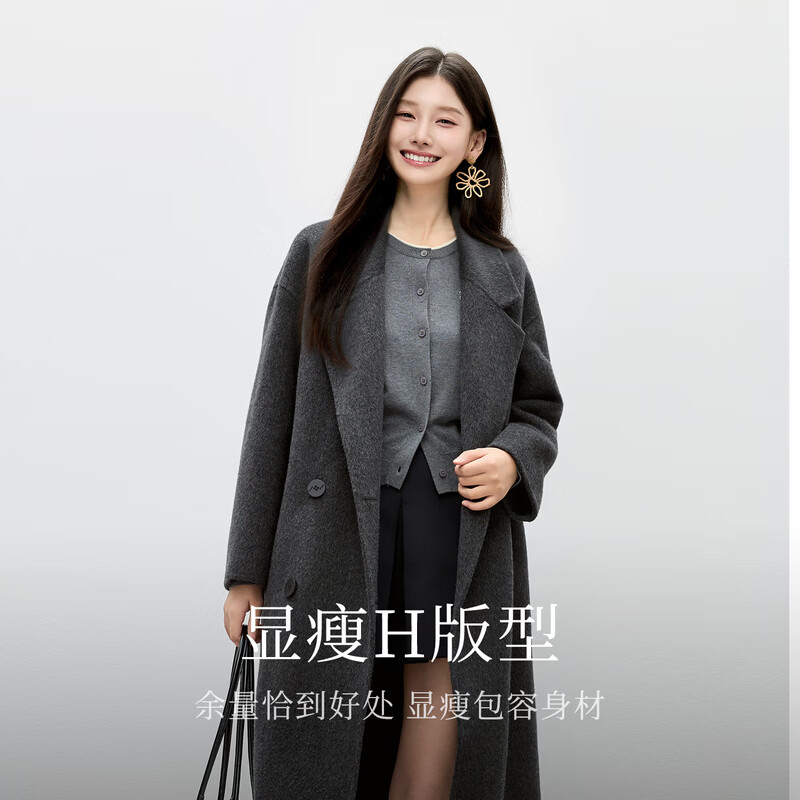 Qiushui Yiren classic suit collar woolen jacket 2025 winter new 100% sheep wool double-breasted jacket