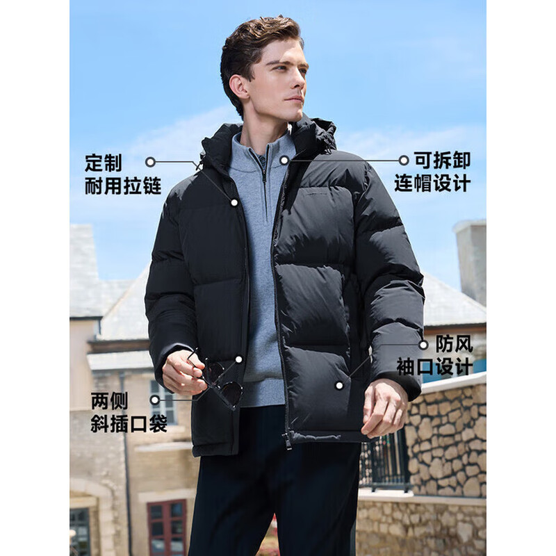 Septwolves Extra Thick Goose Down Down Jacket Men's Winter Hooded Removable Waterproof Goose Down Thick Graphene Warmth
