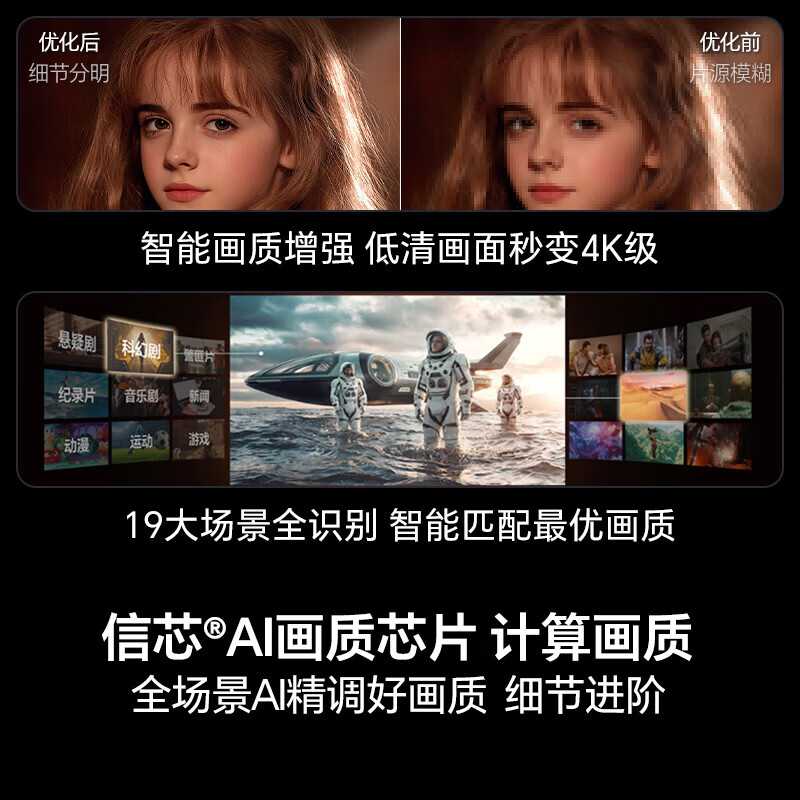 Hisense TV Xiaomo E5Q Pro 85-inch 1248 partition U+MiniLED Xinxin chip anti-reflective anti-glare ink crystal screen national subsidy World Cup 85E5Q-PRO