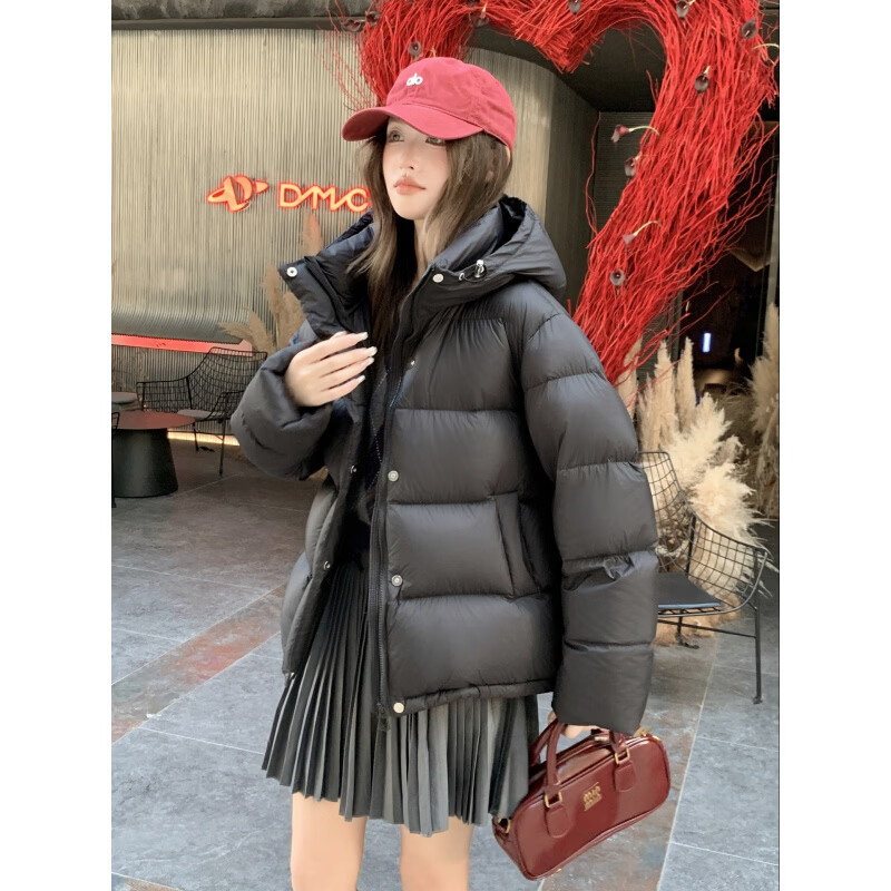 Bolison international first-line brand 95 white duck down jacket women's short 2025 new small thickened cloud puff light blue XS under 100 pounds