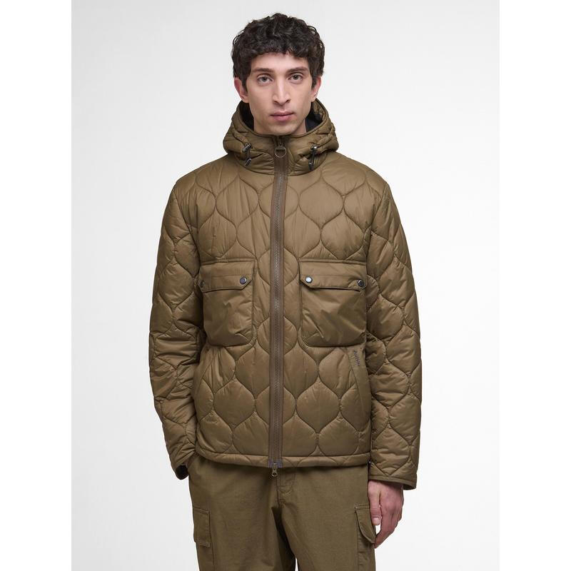 Barbour men's jacket warm windproof quilted plus velvet autumn and winter outdoor casual braun one size | M