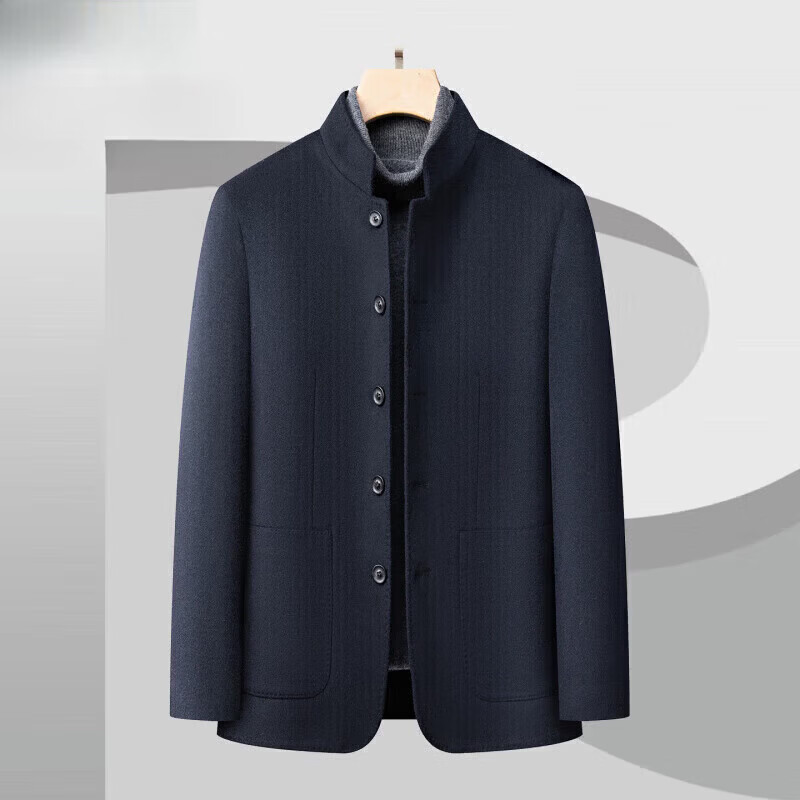 JASONWOOD luxury high-end brand woolen jacket tunic autumn and winter goose down lining stand-up collar double-sided woolen men's jacket high-end coffee color ready stock thickened autumn and winter M recommended 110-130 pounds