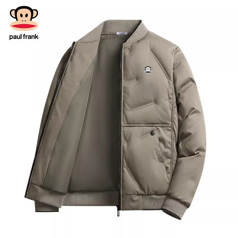 Paul Frank Hong Kong style retro casual down jacket men's 2026 spring new simple warm and anti-cold fashion brand versatile top haze blue official authentic M recommended 90-110 pounds